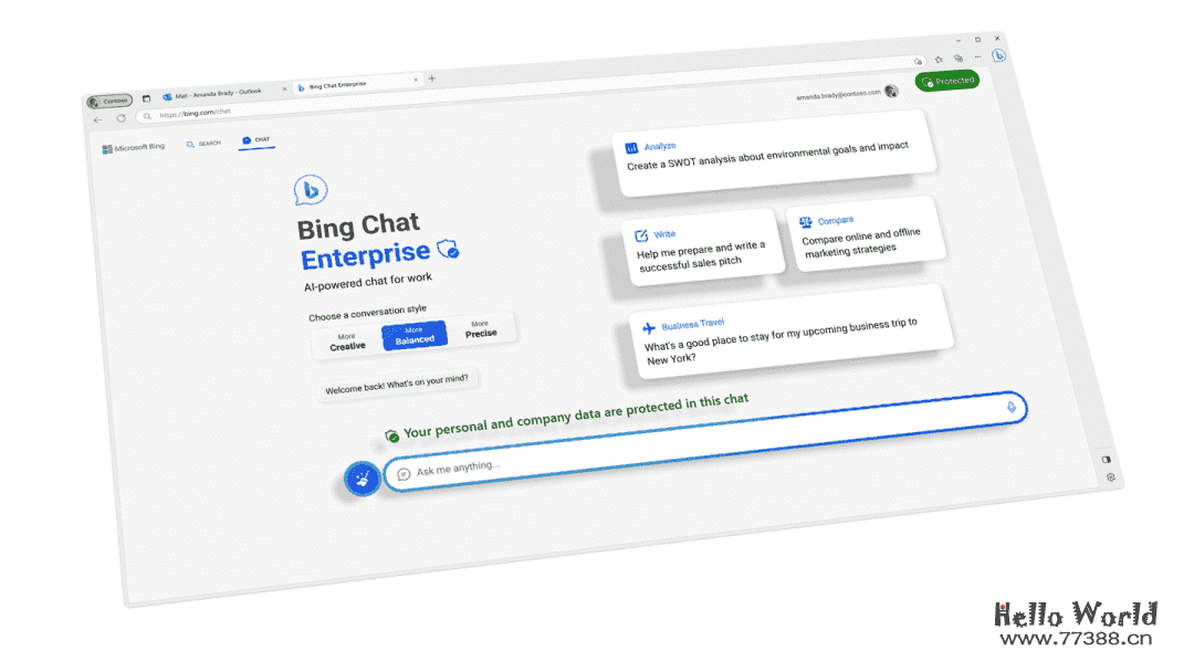 微软必应聊天推出企业版:未来以独立产品推出,定价每人每月 5 美元 必应聊天定价公布